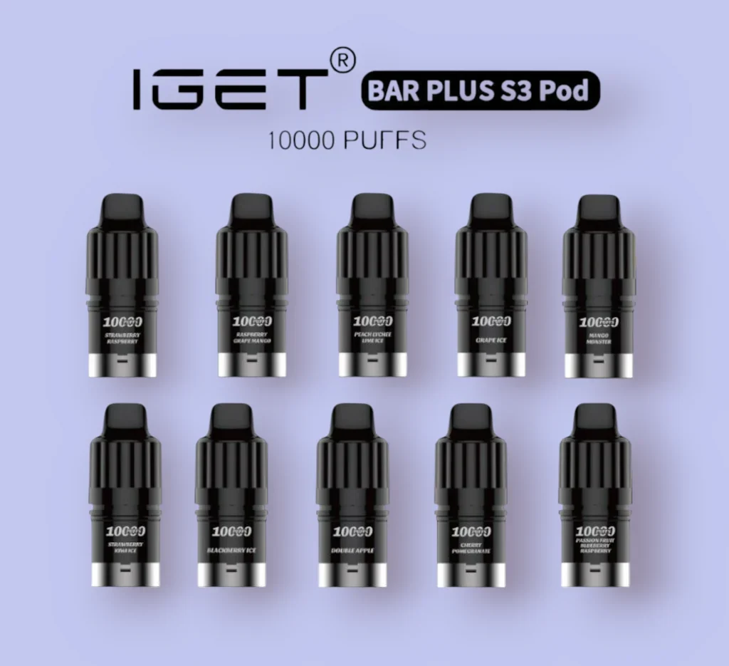 IGET Bar Plus S3 Pod 10,000 puff pod flavour range